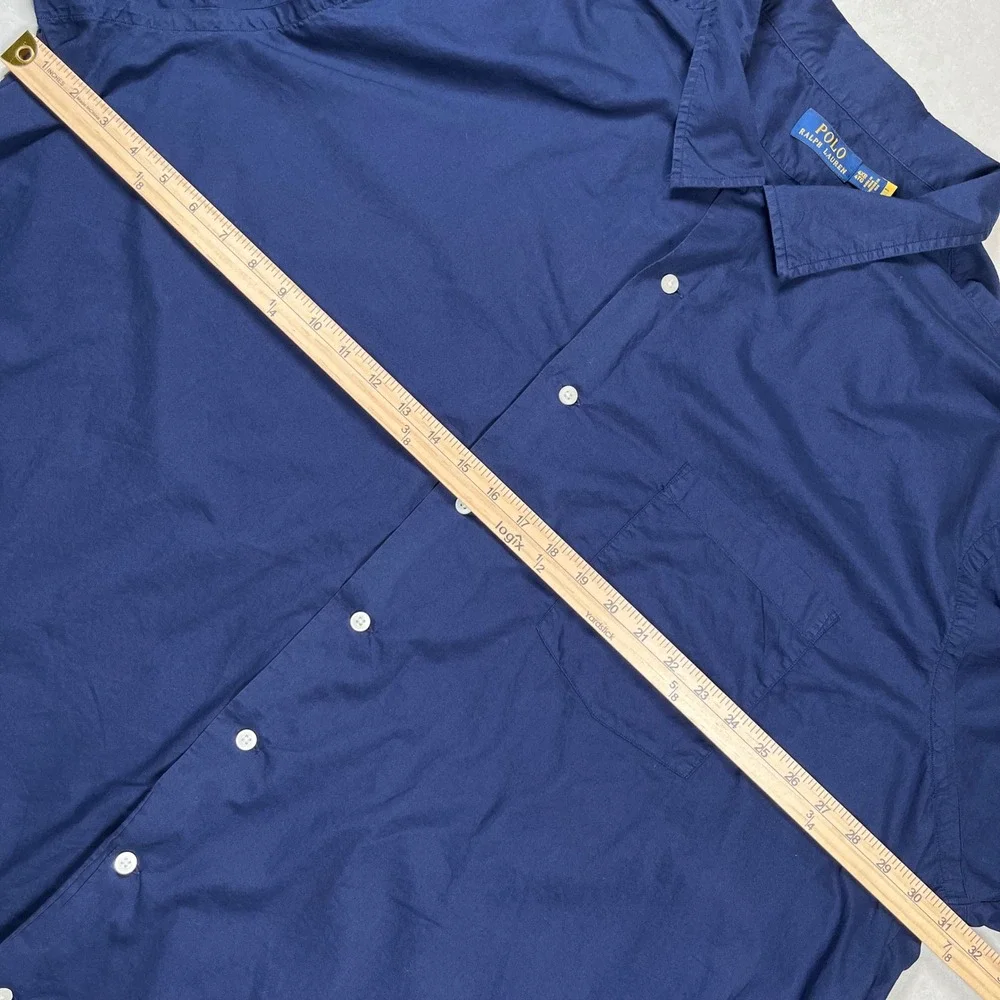 Polo Ralph Lauren Button Up Shirt Men 4XB Navy Short Sleeve Pony Logo Camp